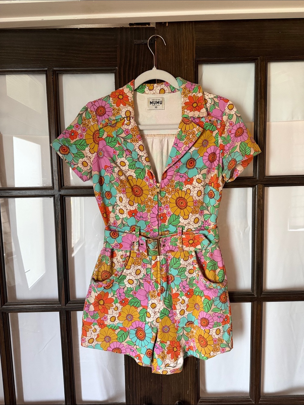 Show Me Your Mumu Multicolor Floral Romper - Pink, Orange, Yellow, Green, White